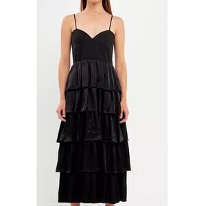Anthropologie Endless Rose Women's  Black Mixed Media Maxi Dress, Size M…
